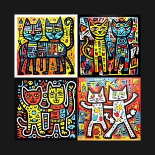 Keith Haring Inspired Cats T-Shirt