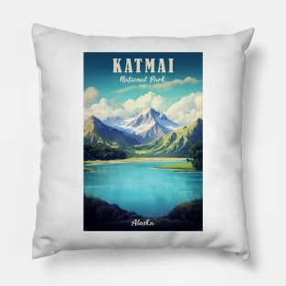 Katmai National Park Travel Poster Pillow