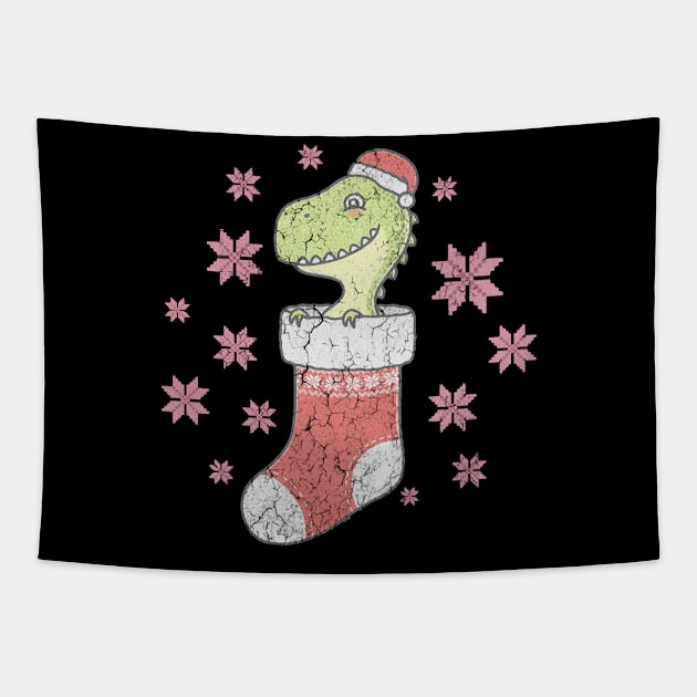 dino christmas Tapestry by Working Mens College