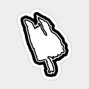 Thetis Island Silhouette in White with Black Outline - Thetis Island Magnet