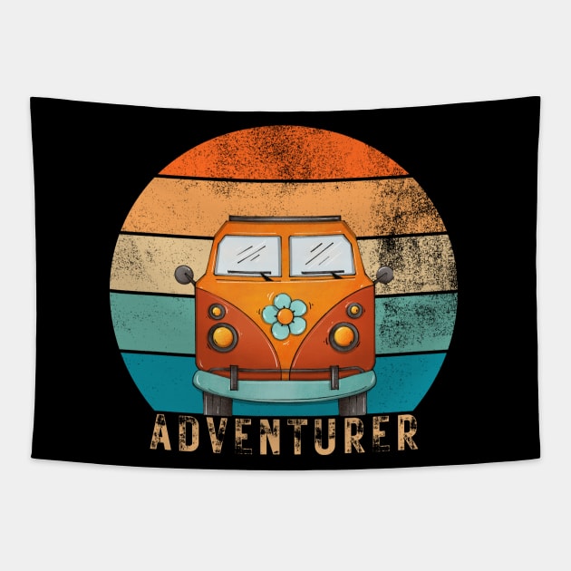 summer retro bus adventure Tapestry by saiinosaurus