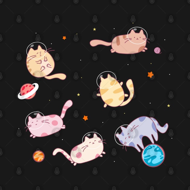 Cats in space - funny kitty cats floating in space by Messy Nessie
