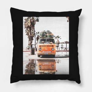 Coastal, Travelling car, Palms, Beach art Sea, Ocean, Modern art, Wall art, Print, Minimalistic, Modern Pillow