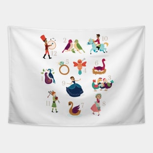 Twelve days of Christmas Numbered Tapestry