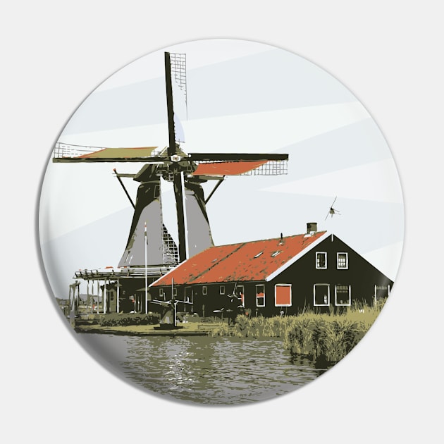 Old Dutch Windmill Netherlands Pin by TheJoeyStudio