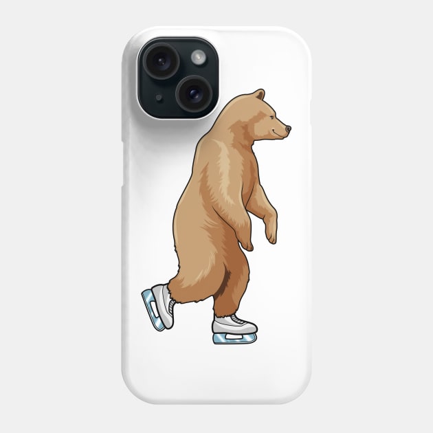 Bear at Ice skating with Ice skates Phone Case by Markus Schnabel