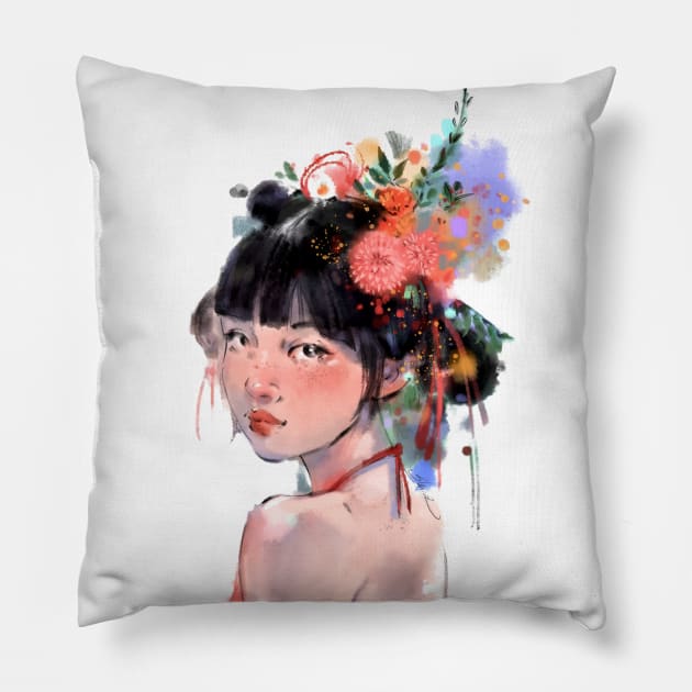 Lunar New Year Blossome Pillow by christinechangart