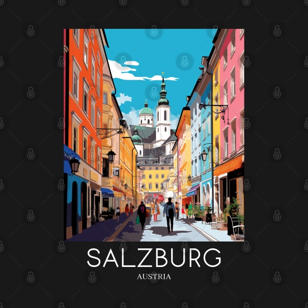 A Pop Art Travel Print of Salzburg - Austria by Studio Red Koala