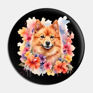 A finish spitz decorated with beautiful watercolor flowers Pin