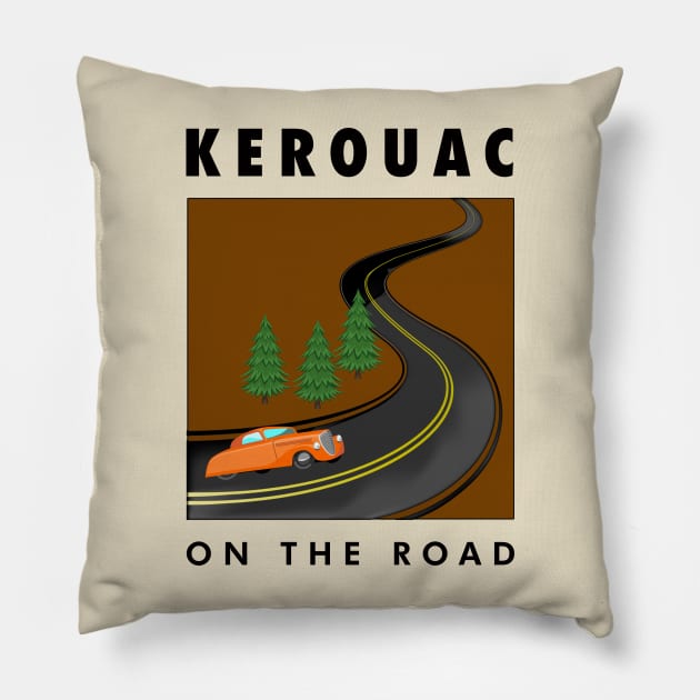 On the Road with Jack Kerouac Pillow by lilmousepunk