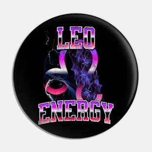 Leo Energy Retro Lightning Zodiac Sign Birthday Astrology Pin