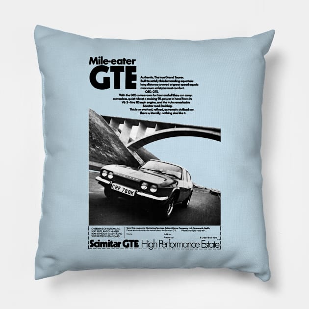 RELIANT SCIMITAR GTE - advert Pillow by Throwback Motors