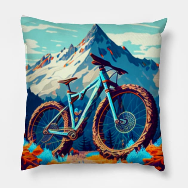 mountain bike bicycle cycling mountain biker cyclist mountains Pillow by A&A