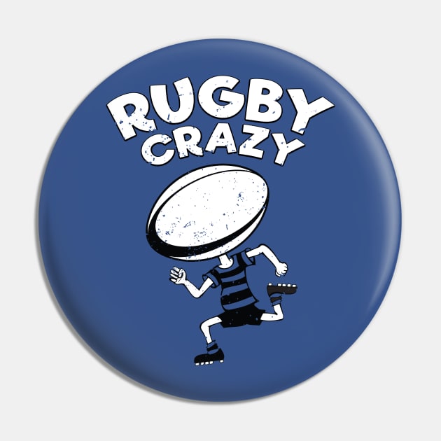 Rugby Crazy Kid Cartoon Gift Pin by atomguy