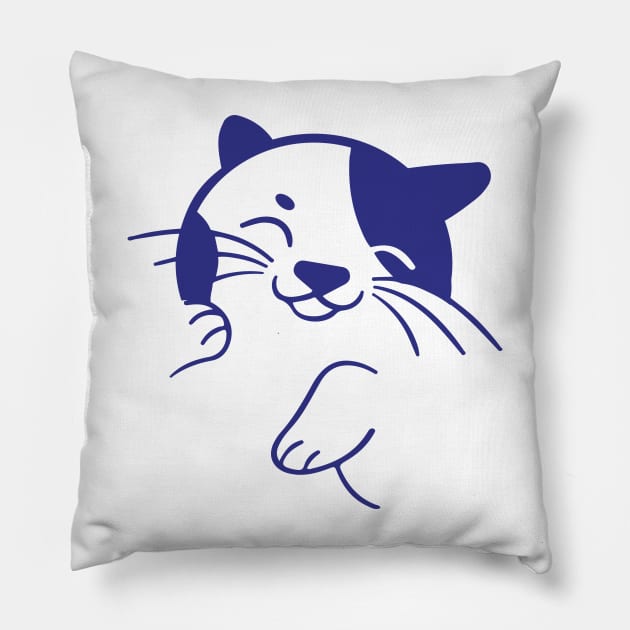 Blue cat artist Pillow by Mr Youpla