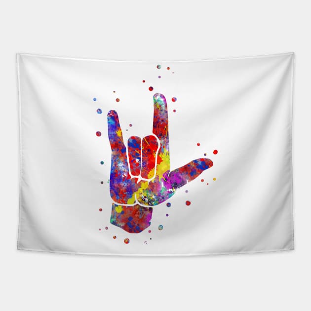 I love you ASL sign language Tapestry by RosaliArt