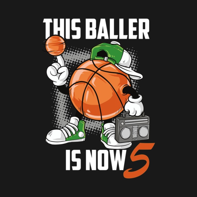 I'm 5 Basketball Theme Birthday Party Celebration 5th by OHC t-shirt