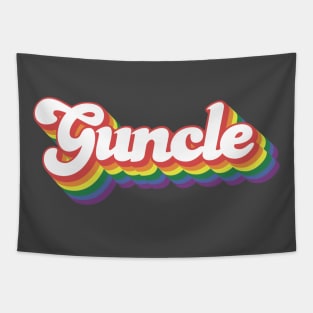 Guncle – Whimsical rainbow bubblegum font – – lgbt gay uncle Guncle's Day  humorous brother gift Tapestry