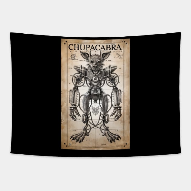 Mechanical steampunk chupacabra Tapestry by VioletAndOberon