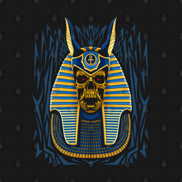 Egyptian Pharaoh skull gold by albertocubatas