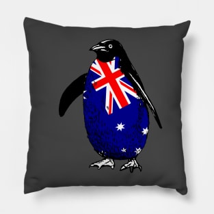 Australia Penguin Flag of Australia | Vintage Penguin Supporting Australia Pillow