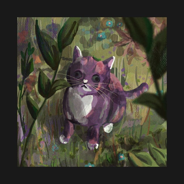 Purple cat painting by Oranges