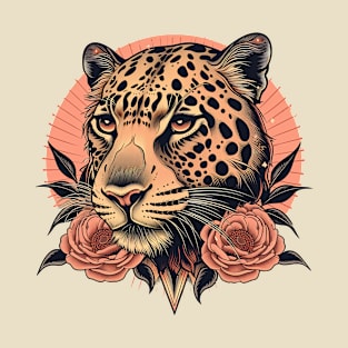 Vintage Leopard Head Tattoo T-Shirt