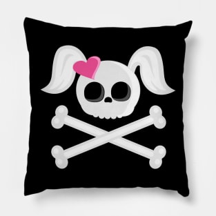 Emo Skull with Ponytails Pillow