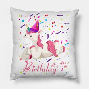 Funny Family It's My Birthday Girl Unicorn Gift Pillow