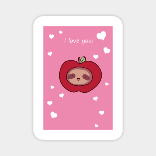 I Love You - Sloth Apple Face Magnet