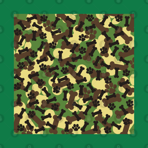Camo & Dog Lover Gift, Green Camouflage, Bones & Paws Camouflage