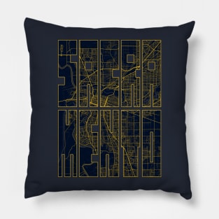Sacramento, USA City Map Typography - Gold Art Deco Pillow