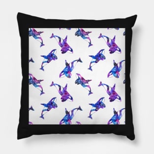 Bright watercolor galaxy pattern with orca Pillow