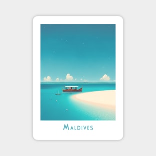 Serene Maldives Getaway - Vintage Retro Travel Poster Magnet