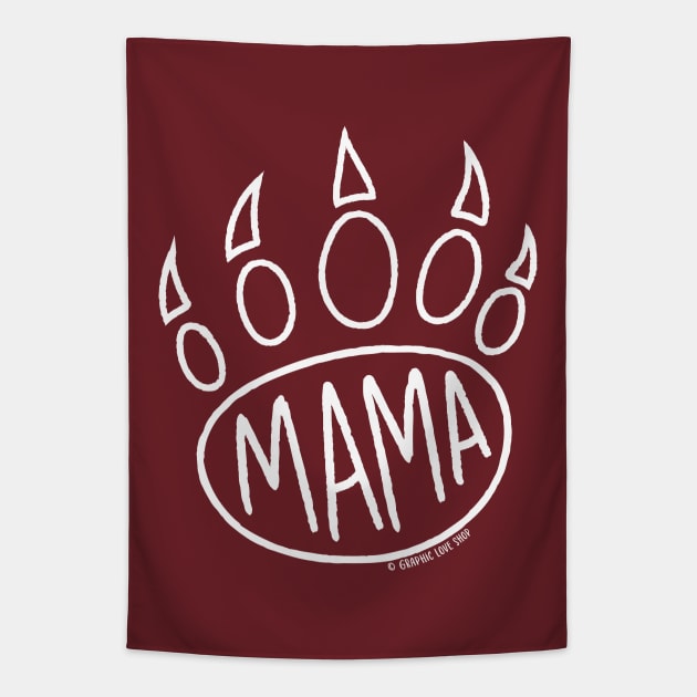 Mama Bear Print, Whtie © GraphicLoveShop Tapestry by GraphicLoveShop