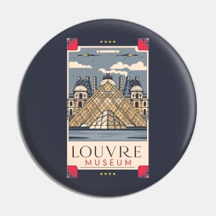 A Vintage Travel Art of the Louvre Museum in Paris - France Pin