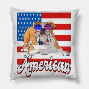 English Bulldog American 4th of July Pillow