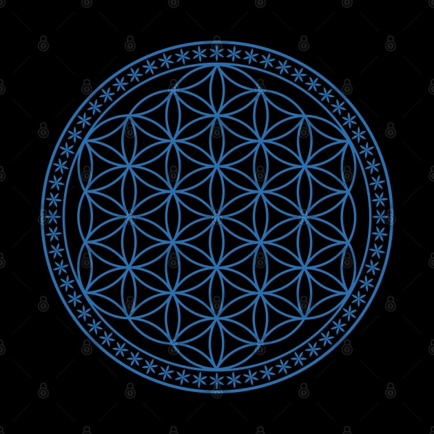 Flower of Life Sacred Geometry Blue by Wareham Spirals