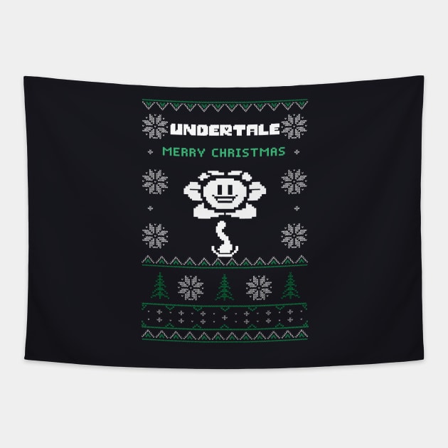 Ugly Christmas Flowey Undertale Tapestry by TeeGo