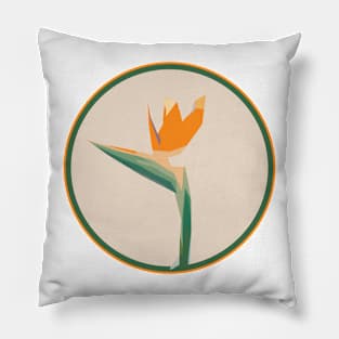 Flower Bird of paradise orange green Pillow