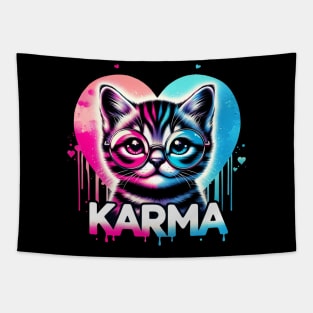 Cat Heart Shape Funny Gifts For Girls Kids Women Men Karma Tapestry