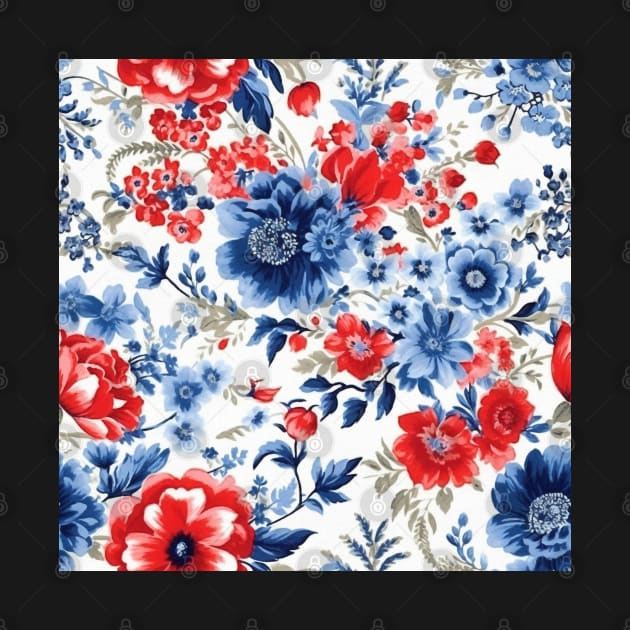 Red White and Blue Patriotic Shabby Floral by VintageFlorals