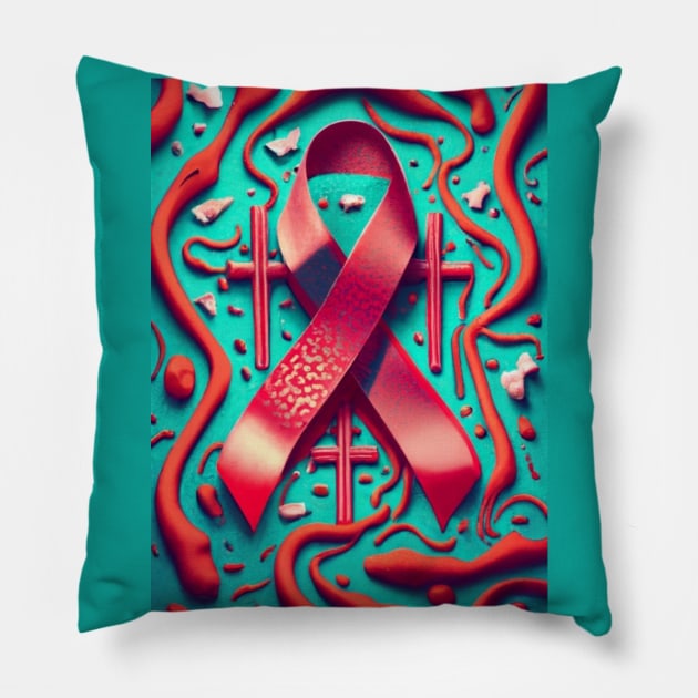 Thrombosis Awareness Ribbon with Cross Pillow by Seeds of Authority