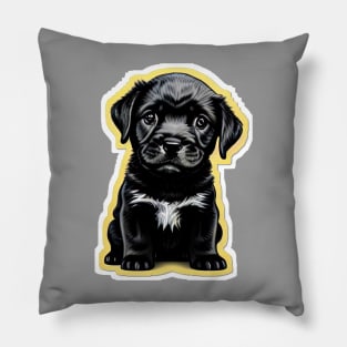 Adorable Little Black Labrador Retriever Puppy Pillow