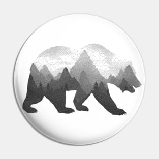 Dramabite Bear Double Exposure Surreal Wildlife Animal Pin