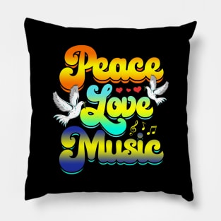 Peace Love Music Rave Festival Musical Hippie Pillow