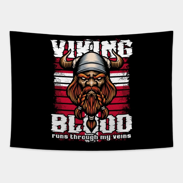 Viking Blood Runs Through My Veins Denmark Vikings Tapestry by RadStar