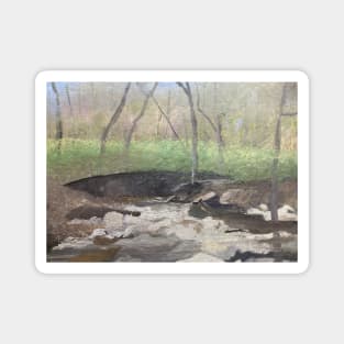 Stream by The Rocky Meadow Oil on Canvas Magnet