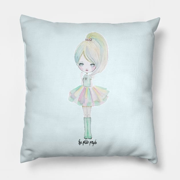 Pastel doll rainbow Pillow by mapetitepoupee