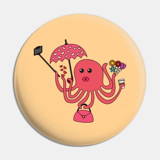 Selfie Octopus Pin